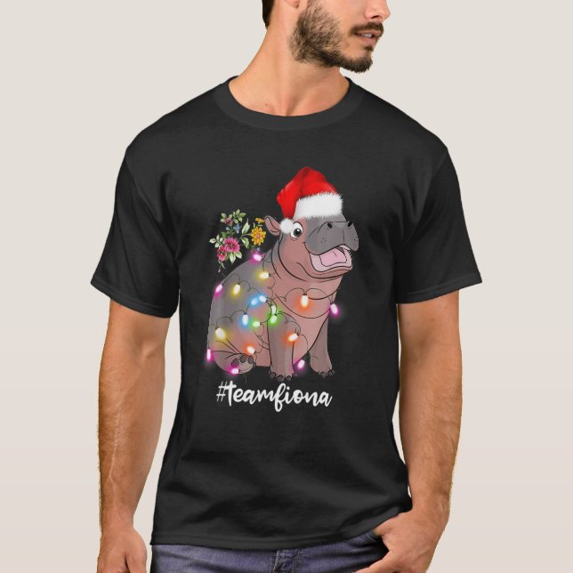 Funny Fiona The Hippo Baby Christmas Lights T Shirt (Framsida)