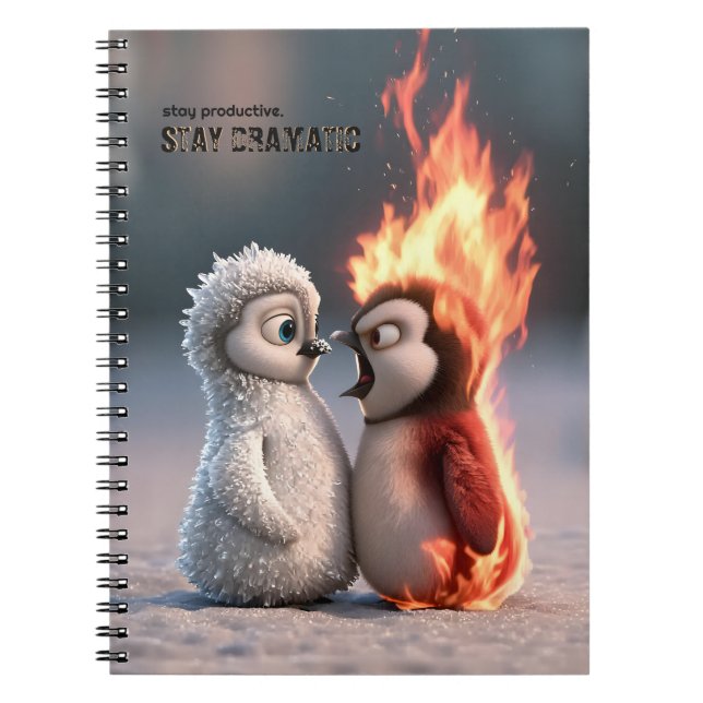 Funny Fire and Ice Penguin  Anteckningsbok (Framsidan)