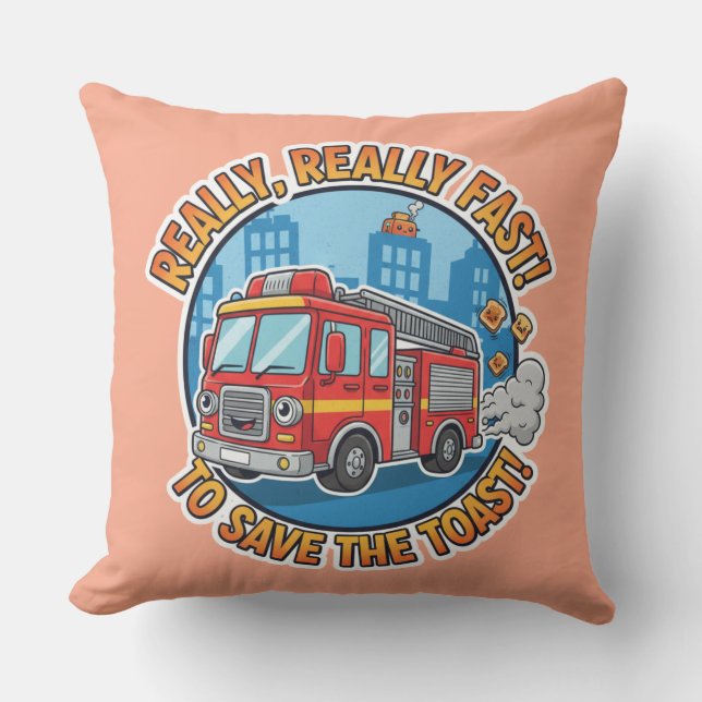 Funny Fire Truck-Really Fast To Save The Toast Kudde (Framsida)
