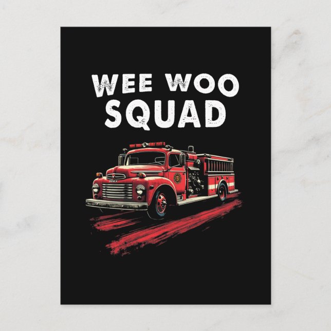 Funny Firefighter Art Fire Lastbil Fireman Helg Vykort (Framsida)