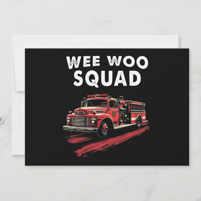 Funny Firefighter Art Fire Lastbil Fireman Inbjudningar (Framsida)