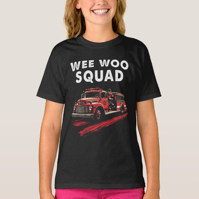 Funny Firefighter Art Fire Lastbil Fireman T Shirt (Framsida)