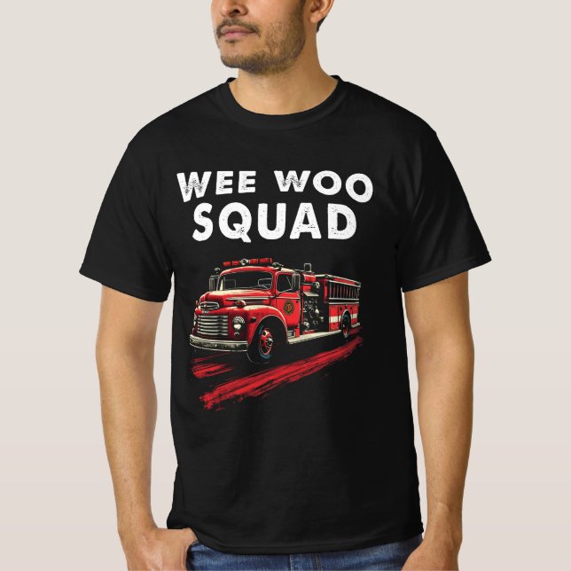 Funny Firefighter Art Fire Lastbil Fireman T Shirt (Framsida)