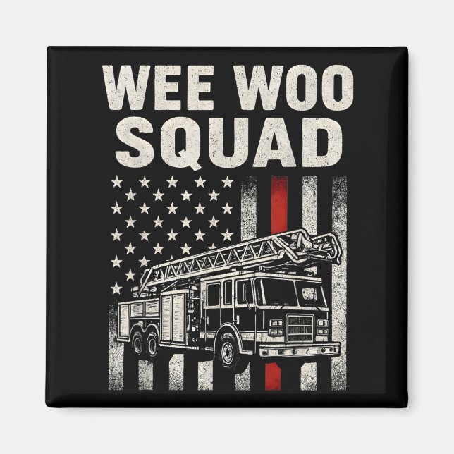 Funny Firefighter Art For Men Women Kids Fire Truc Magnet (Framsidan)