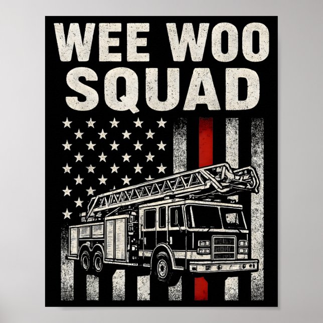 Funny Firefighter Art For Men Women Kids Fire Truc Poster (Framsidan)