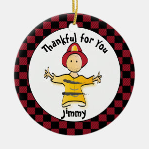Funny Firefighter Gift - Tack Fireman Julgransprydnad Keramik
