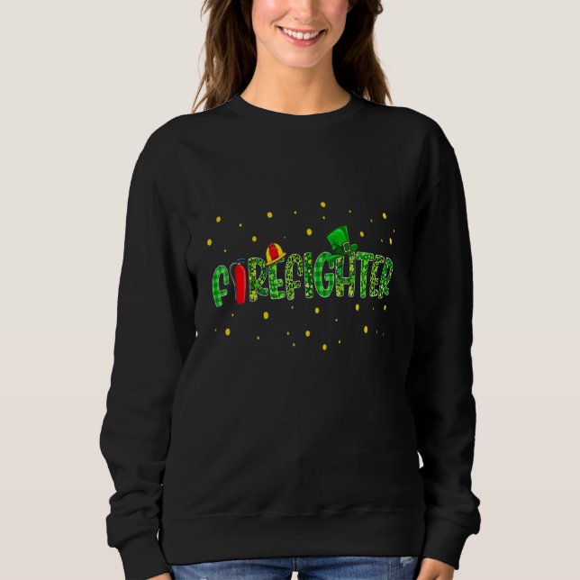 Funny Firefighter Jobs St Patrick Day Leopard Pl T Shirt (Framsida)