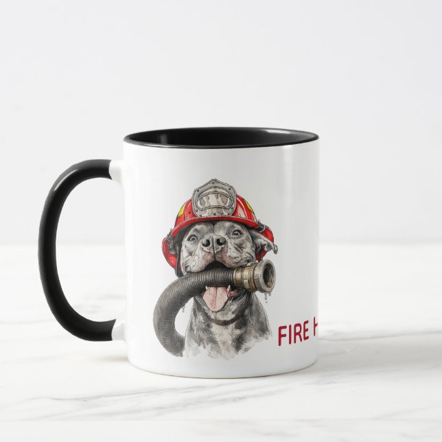 Funny Firefighter Mug Dog Hose Humor Gift Mugg (Vänster)