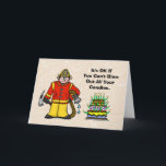 Funny Fireman Birthday Card Helgkort<br><div class="desc">Mängder ljus på tårtan.  Det här är ett lustigt födelsedagskort för någon att skicka till en brandman eller för någon i brandkåren att skicka till en vän.  Insidan av hälsning kan dock ändras till kostym som mottagare.  Designad av Sheila Cicchi,  Brownielocks.com. Alla rättigheter förbehållna.</div>