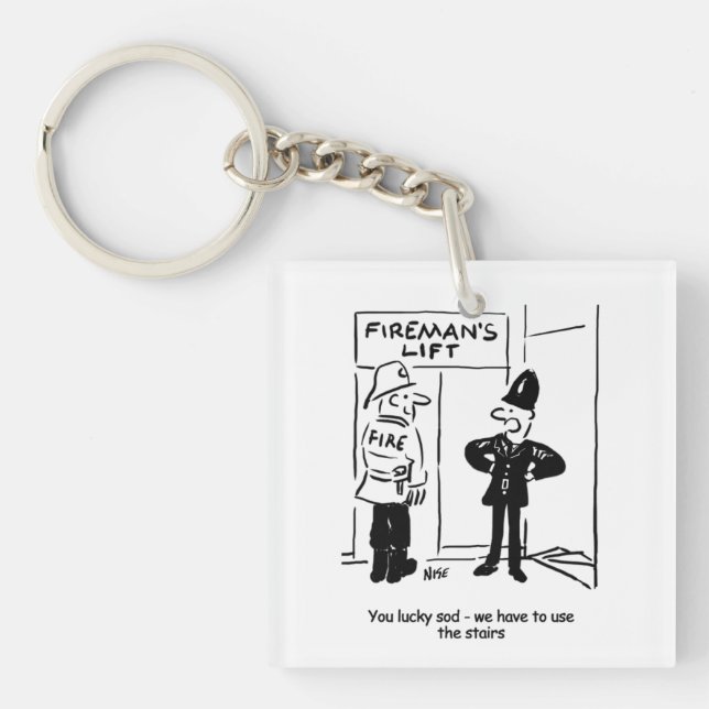 Funny Fireman Firefighter och Policeman Tecknad (Framsidan)