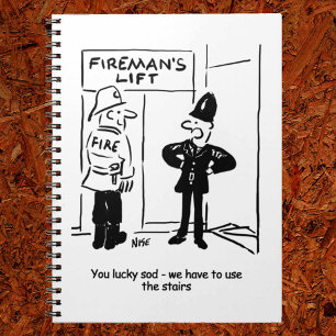 Funny Fireman Firefighter och Policeman Tecknad Anteckningsbok