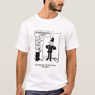 Funny Fireman Firefighter och Policeman Tecknad T Shirt