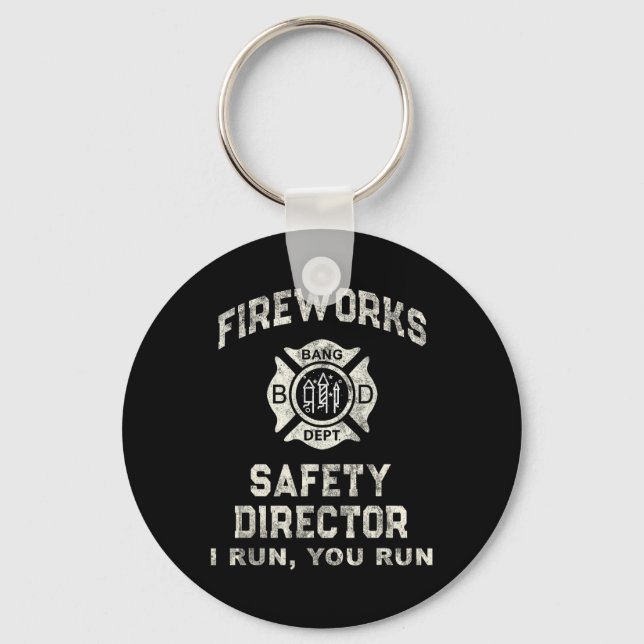 Funny Fireworks Safety Director Boom Squad Firefig Nyckelring (Framsida)