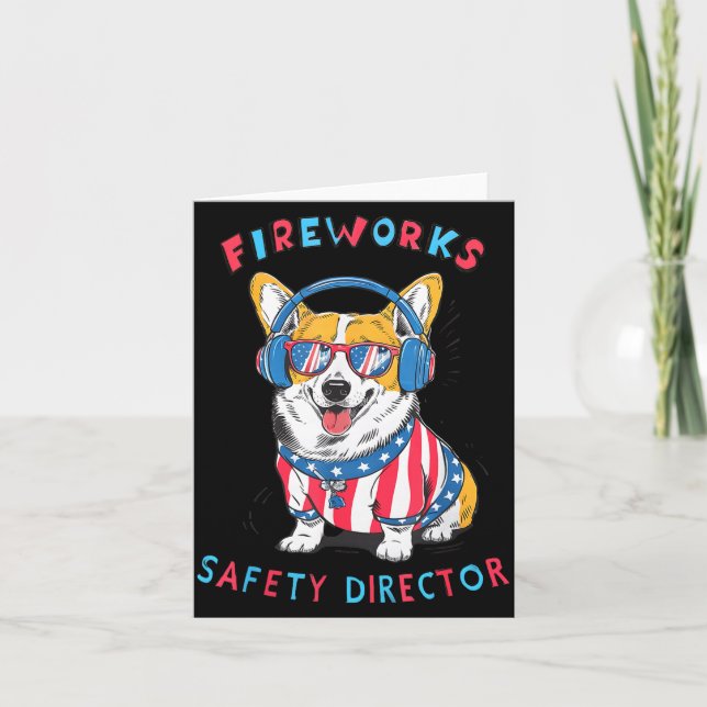 Funny Fireworks Safety Director Dog Technician Exp Kort (Framsida)