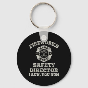 Funny Fireworks Safety Director Firefighter Americ Nyckelring
