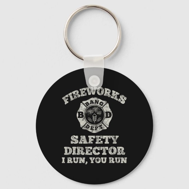 Funny Fireworks Safety Director Firefighter Americ Nyckelring (Framsida)