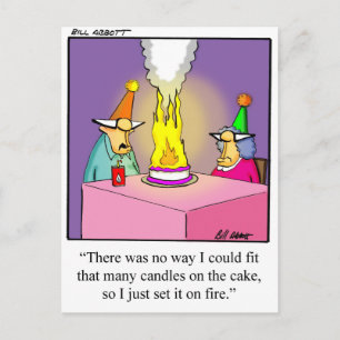 Funny Firey Birthday Cake Postcard Inbjudan Vykort