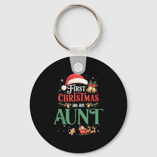 Funny First Christmas As An Aunt Matching Family X Nyckelring (Framsida)