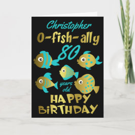 Funny Fish 80:e födelsedagen Kort