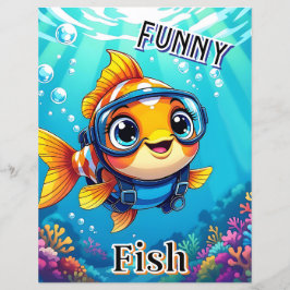 Funny Fish | Cute Tecknad Barn Nursery Art