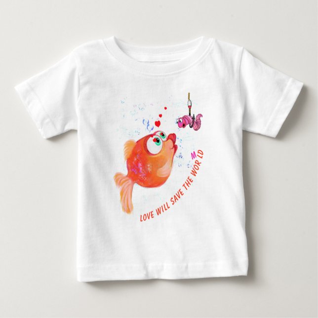 Funny Fish och Mask Baby T-Shirt (Framsida)