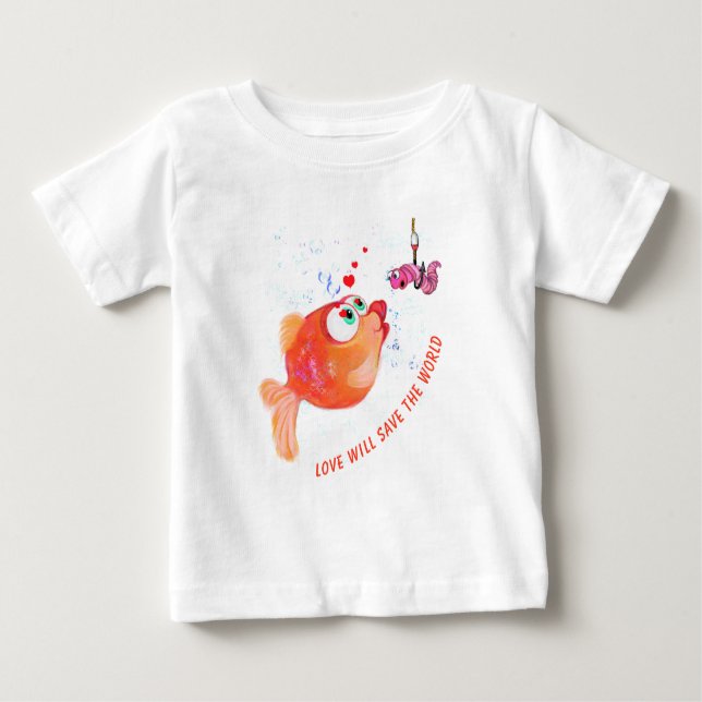 Funny Fish och Mask Baby T-Shirt (Framsida)