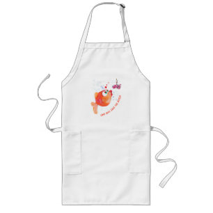 Funny Fish och Mask Kärlek Romantic Apron Långt Förkläde