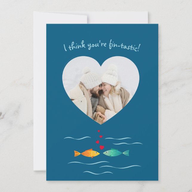 Funny Fish Pun Custom Photo Valentine's Day Julkort (Framsida)