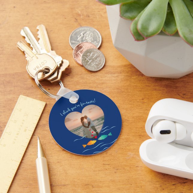 Funny Fish Pun Custom Photo Valentine's Day Nyckelring (Skrivbord)