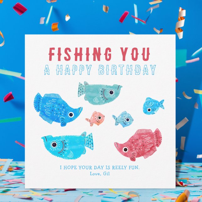 Funny Fish Pun Grattis på födelsedagen Kort (Skapare uppladdad)