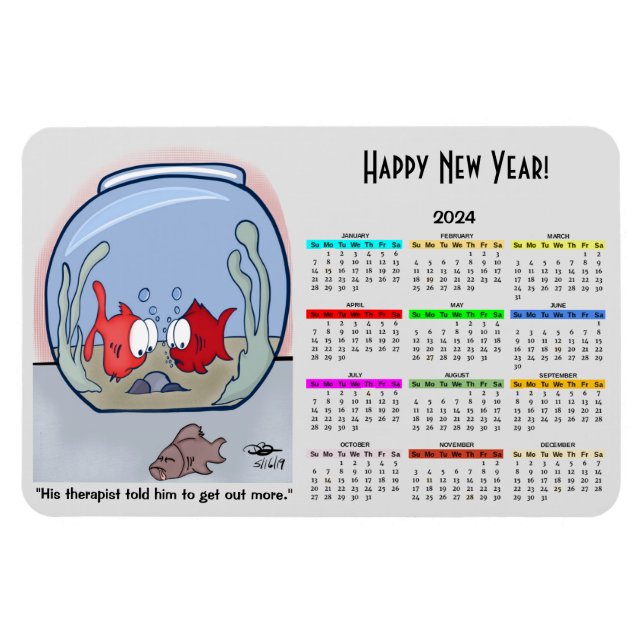 Funny Fish Story 2024 Calendar Photo Magnet (Horisontell)