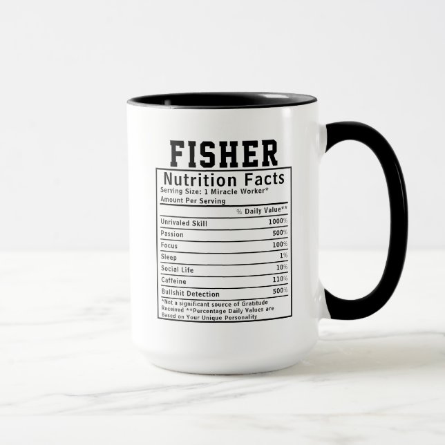 Funny Fisher Nutrition Facts Fisherman Gift Mugg (Höger)