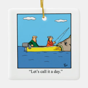 Funny Fishermen Humor Julgransprydnad Keramik