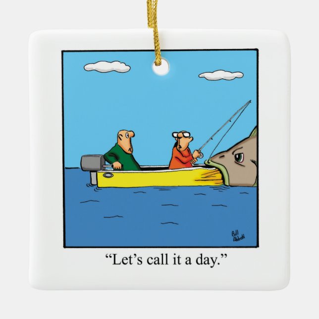 Funny Fishermen Humor Julgransprydnad Keramik (Framsida)