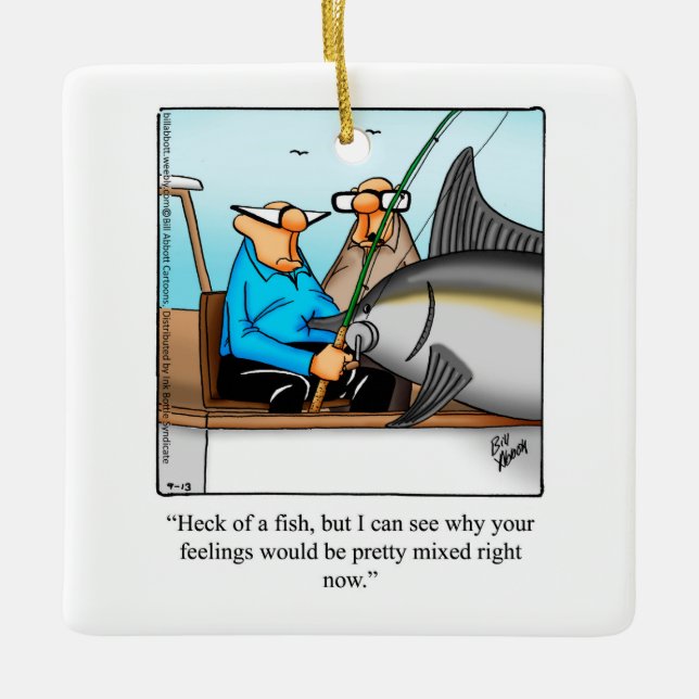 Funny Fishermen Humor Julgransprydnad Keramik (Framsida)