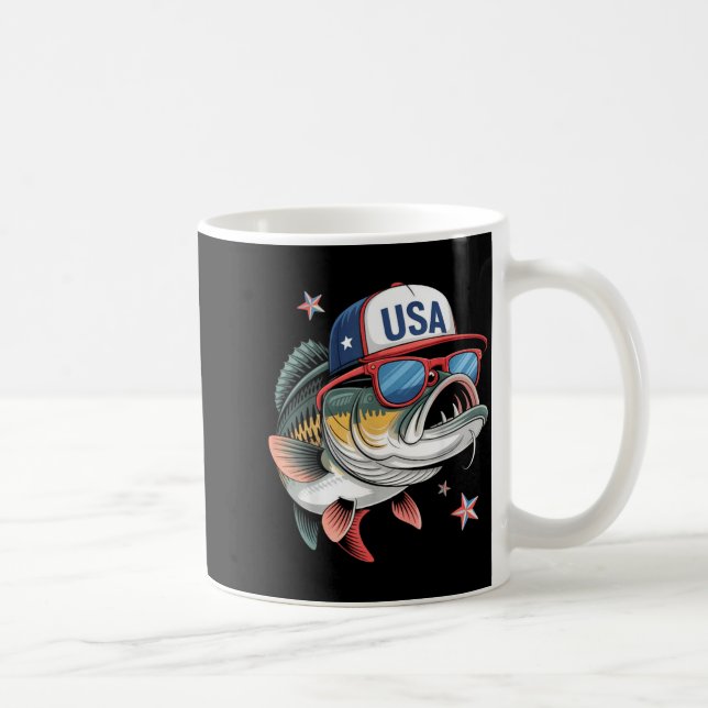 Funny Fishing &amp; Fisherman Gift American Flag  Kaffemugg (Höger)