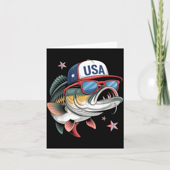 Funny Fishing &amp; Fisherman Gift American Flag  Kort (Framsida)