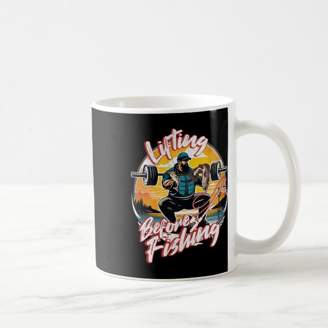 Funny Fishing Fisherman A Weightlifting Gym Bodybu Kaffemugg (Höger)