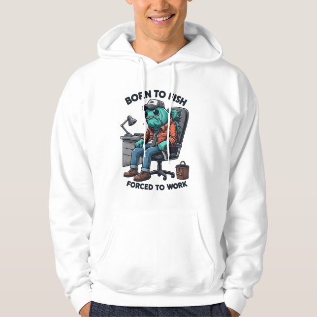 Funny Fishing Forced to Work Hoodie (Framsida)