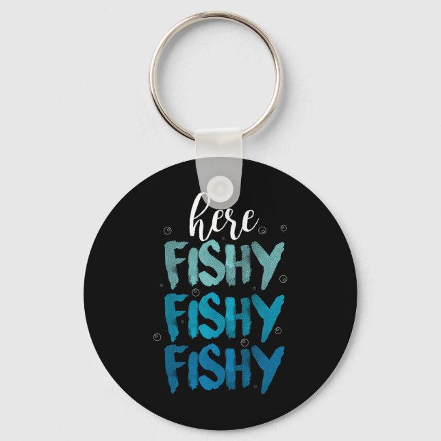 Funny Fishing Here Fishy Love Summer Lake Gift  Nyckelring (Framsida)