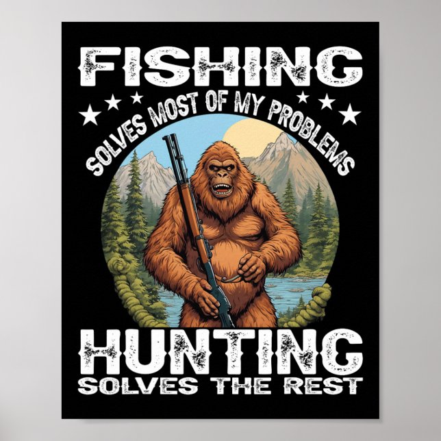 Funny Fishing Hunting Gift Halloween Humor Hunter Poster (Framsidan)