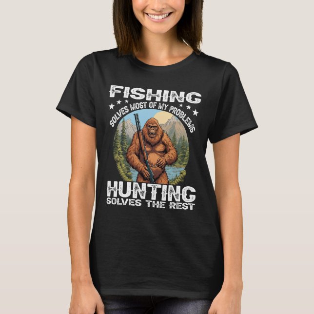 Funny Fishing Hunting Gift Halloween Humor Hunter T Shirt (Framsida)