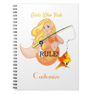 Funny Fishing Mermaid Girl Thunder_Cove Anteckningsbok
