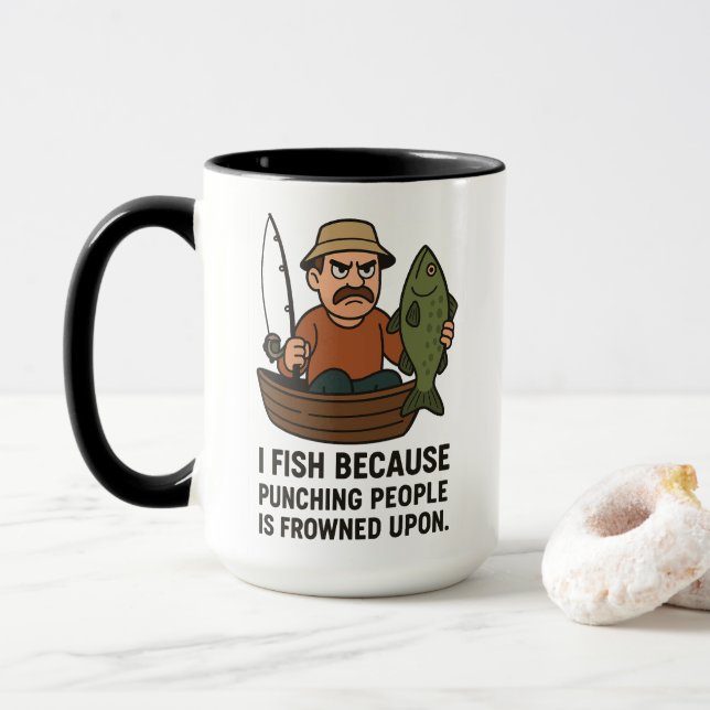 Funny Fishing Mugg - Arg Fisherman Tecknad Gift (Med munk)