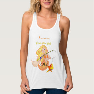 Funny Fishing Sjöjungfru Girl Thunder_Cove Linne Med Racerback