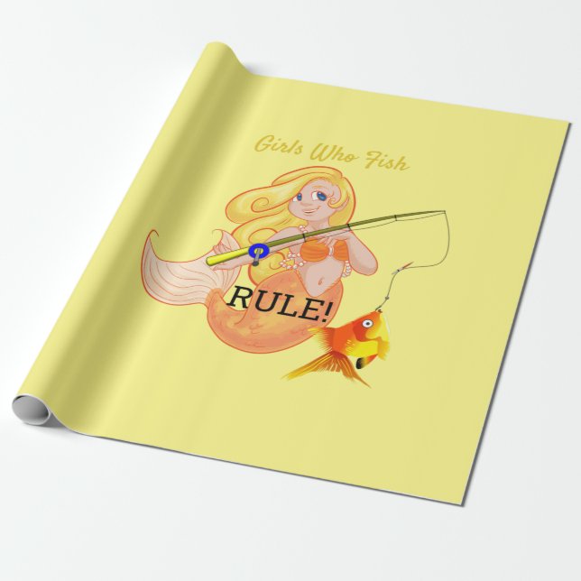 Funny Fishing Sjöjungfru Girl Thunder_Cove Presentpapper (Utrullad)