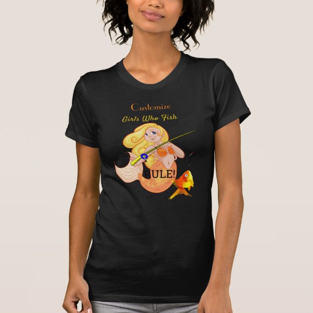 Funny Fishing Sjöjungfru Girl Thunder_Cove T Shirt (Framsida)