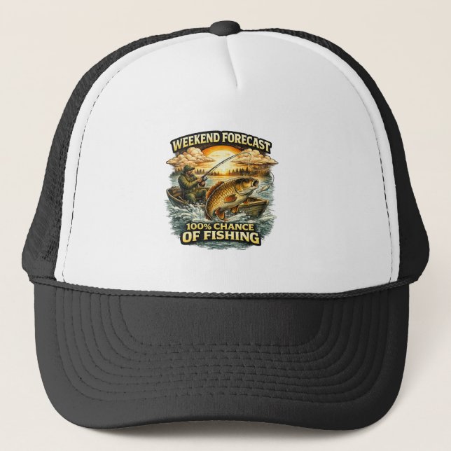 Funny Fishing T-Shirt – Weekend Forecast 100% Chan Keps (Framsida)