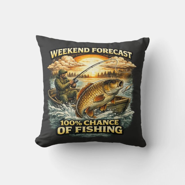 Funny Fishing T-Shirt – Weekend Forecast 100% Chan Kudde (Framsida)