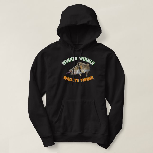 Funny Fishing T-shirt WINNER WINNER WALLEYE DINNER Hoodie (Design framsida)